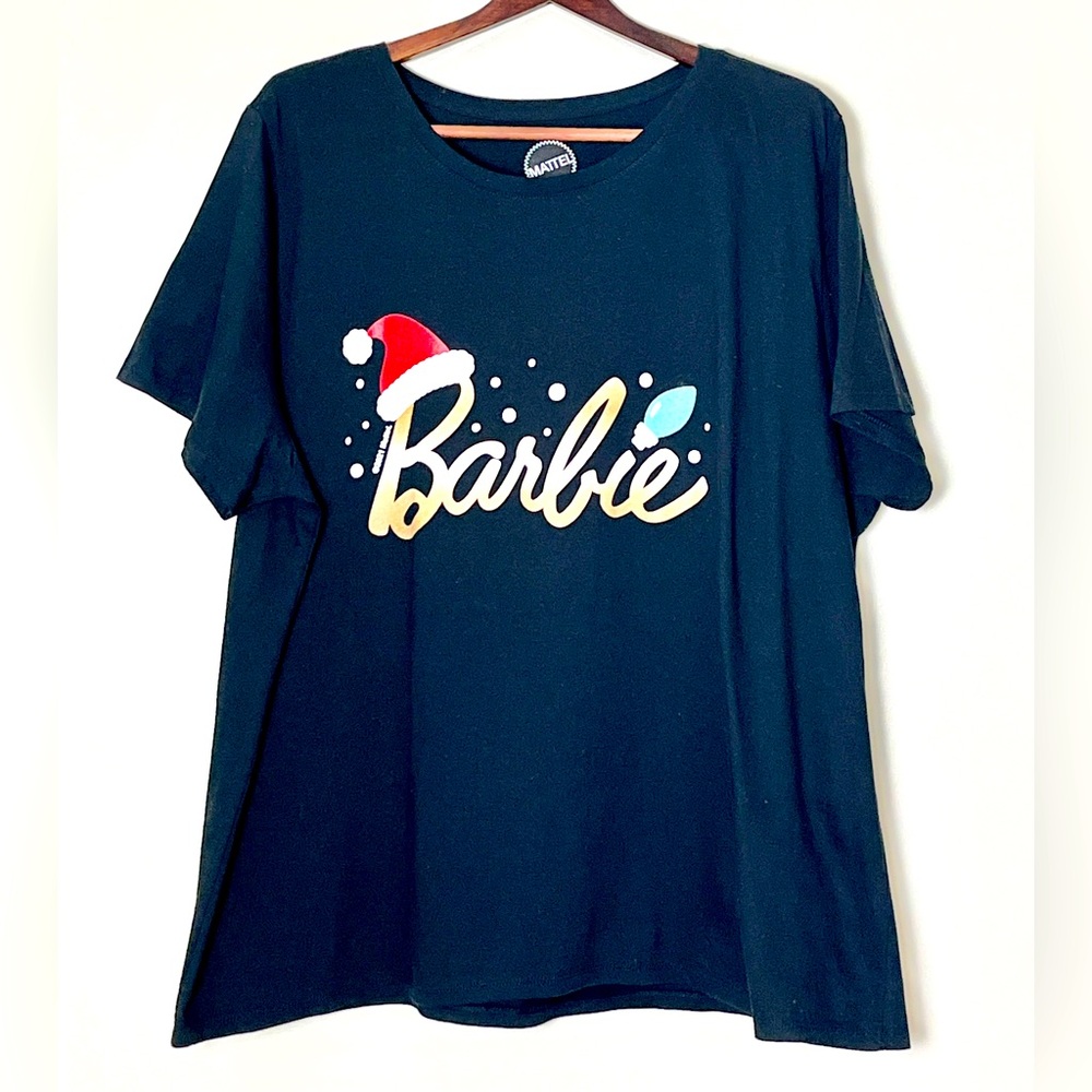 Mattel Barbie Graphic T-Shirt Women’s 4X Black Christmas Holiday Xmas